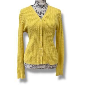 Ralph Lauren Size M Yellow Cable Knit Cardigan